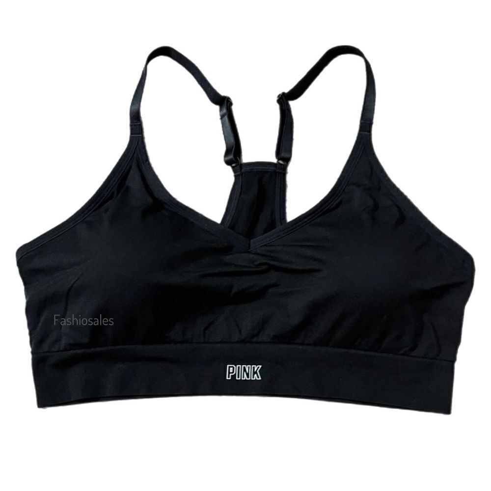 Victorias Secret Pink Active Seamless Lined Gym Yoga Sports bra black XXL